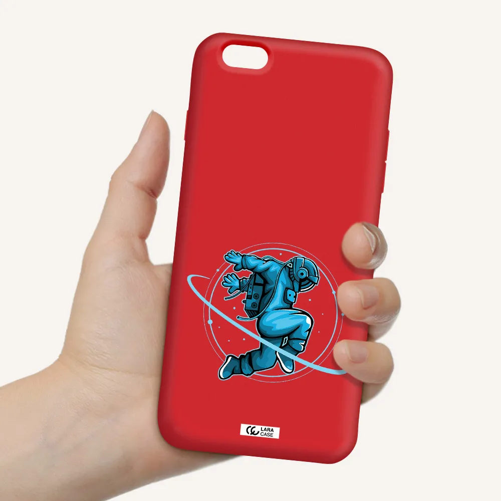 a cartoon of a man skating Apple iPhone 6S Silicone Imperial Red Case