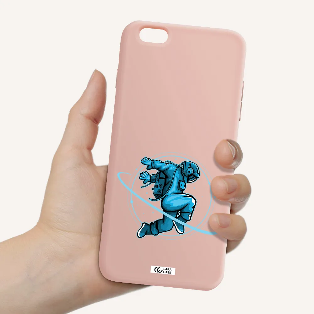 a cartoon of a man skating Apple iPhone 6S Silicone pastel pink Case