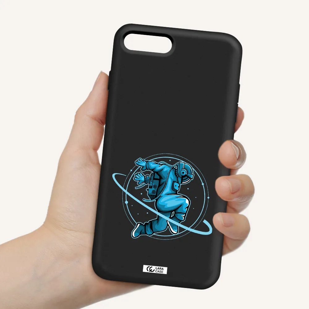 a cartoon of a man skating Apple iPhone 7 plus Silicone black Case