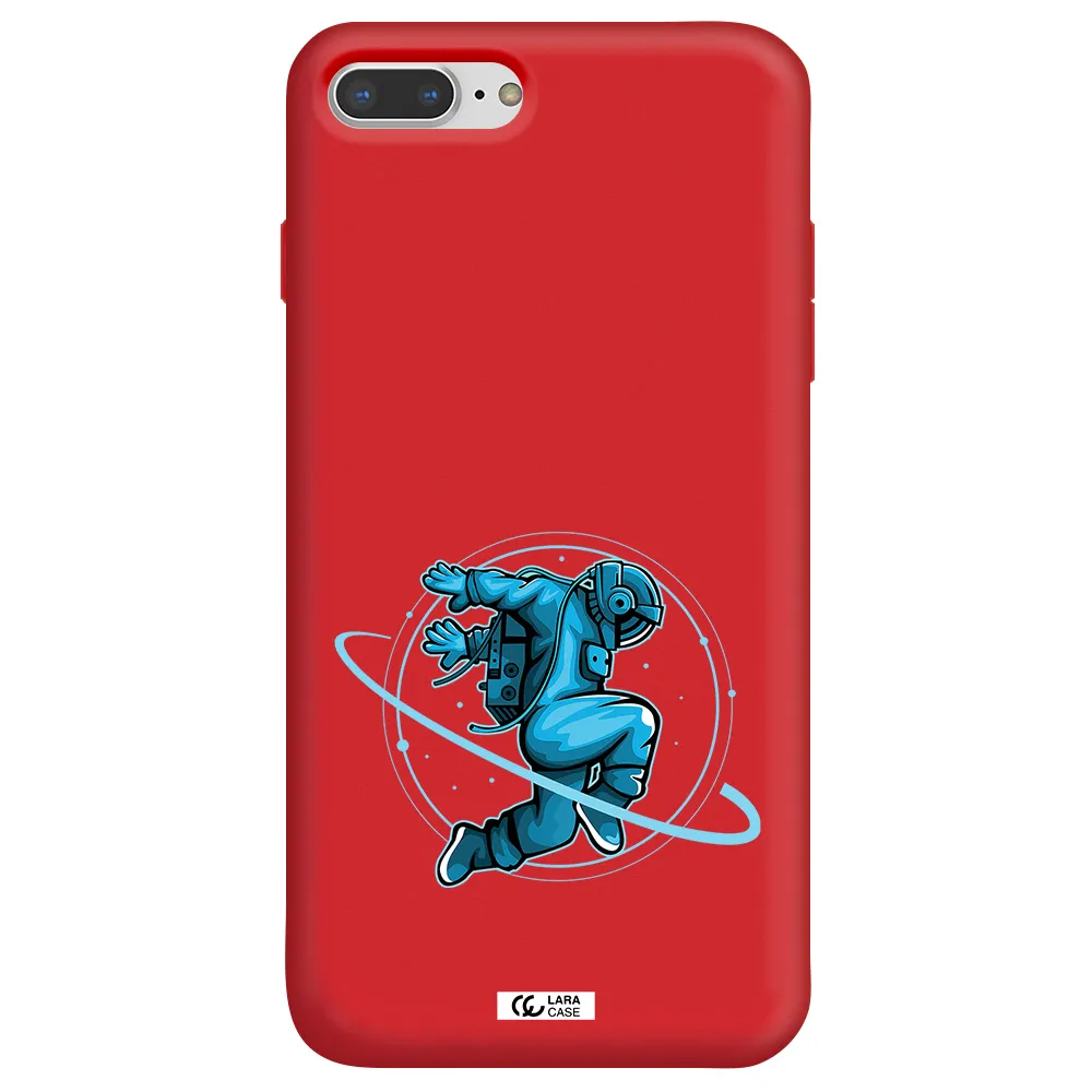 a cartoon of a man skating Apple iPhone 7 plus Silicone Imperial Red Case