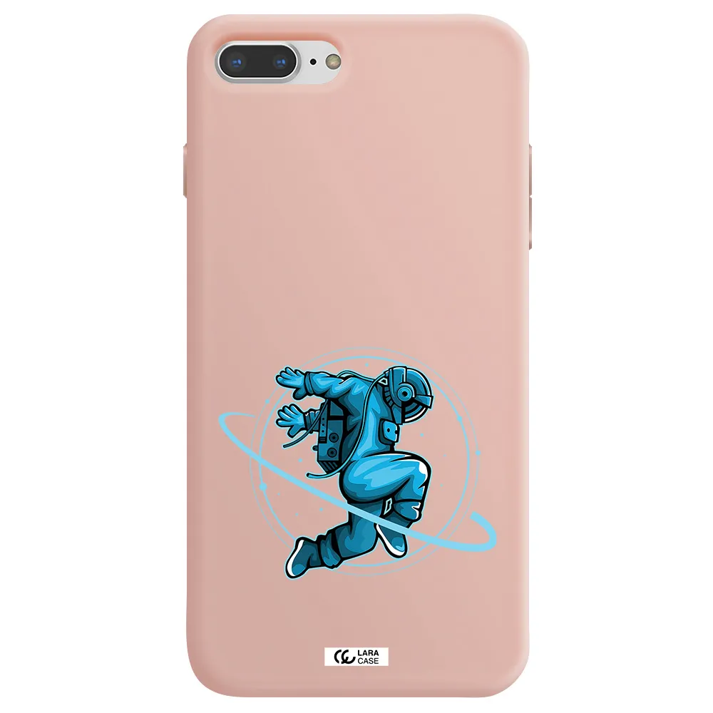 a cartoon of a man skating Apple iPhone 7 plus Silicone pastel pink Case