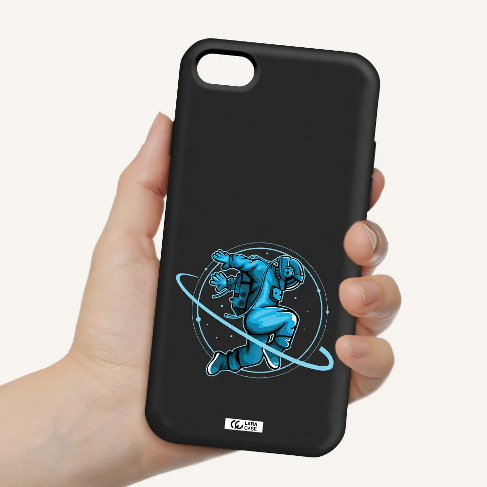 a cartoon of a man skating Apple iPhone 7 Silicone black Case