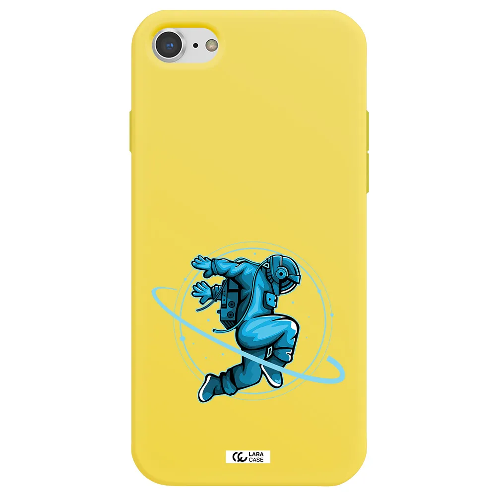a cartoon of a man skating Apple iPhone 7 Silicone canary yellow Case