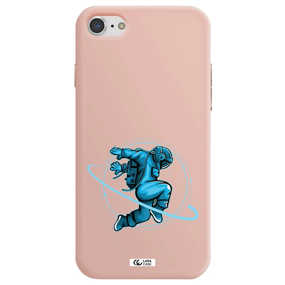 a cartoon of a man skating Apple iPhone 7 Silicone pastel pink Case