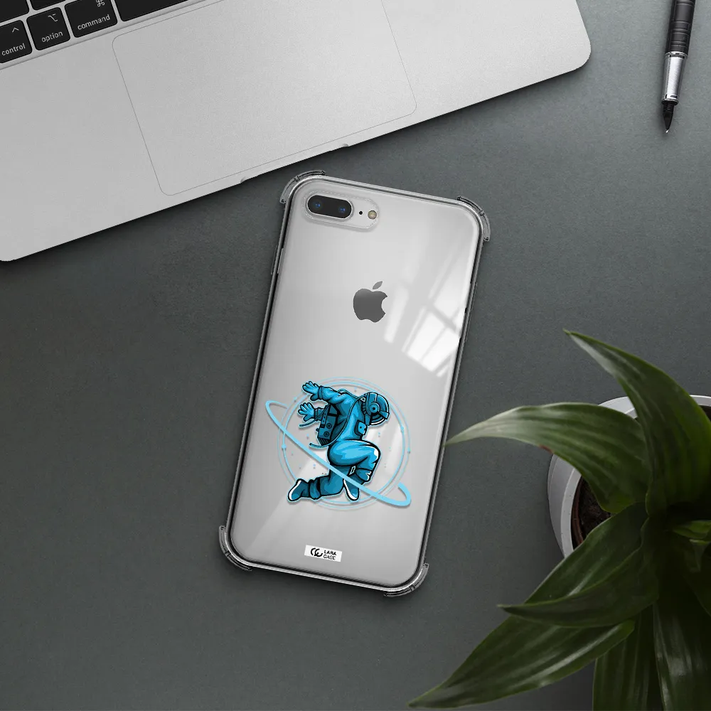 a cartoon of a man skating Apple iPhone 8 plus Clear PC Case