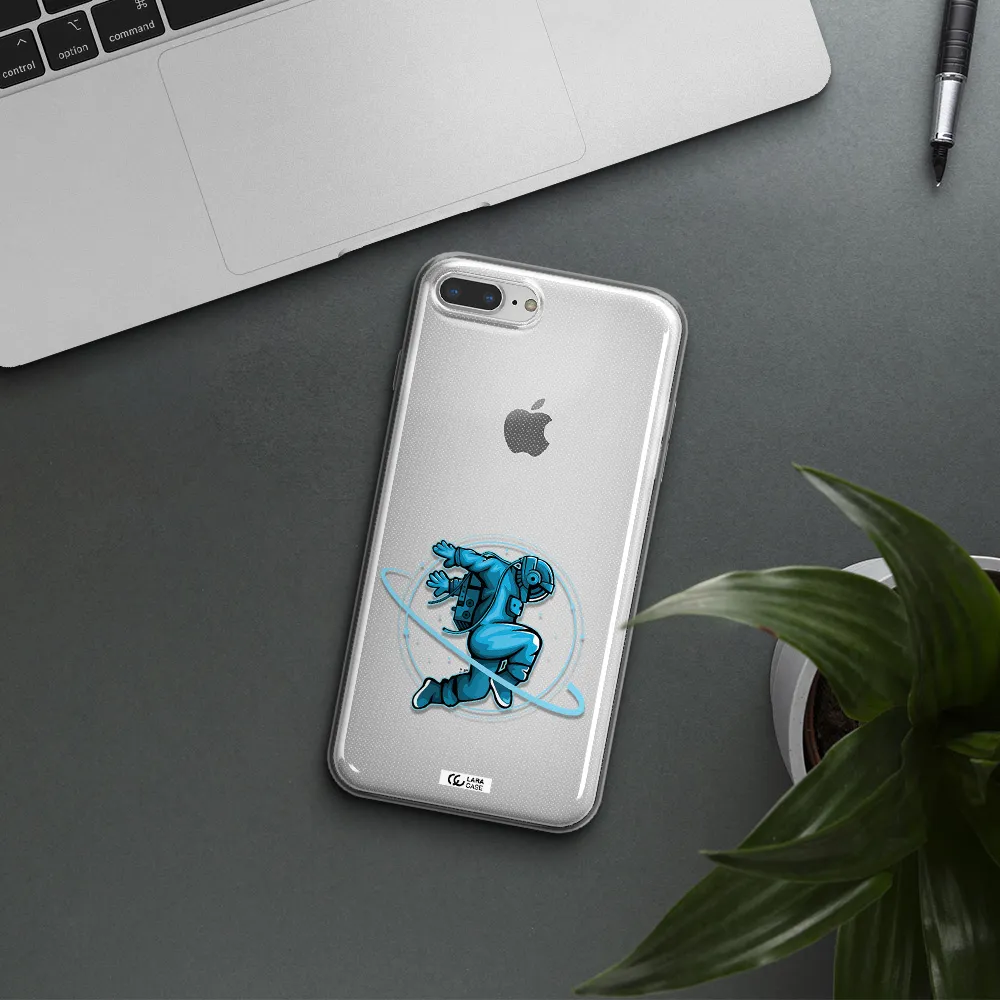 a cartoon of a man skating Apple iPhone 8 plus Clear TPU Case