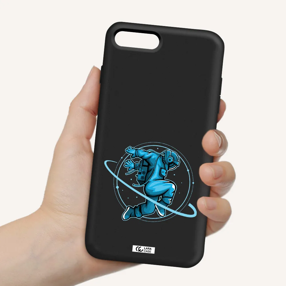 a cartoon of a man skating Apple iPhone 8 plus Silicone black Case