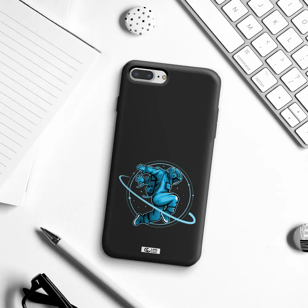 a cartoon of a man skating Apple iPhone 8 plus Silicone black Case