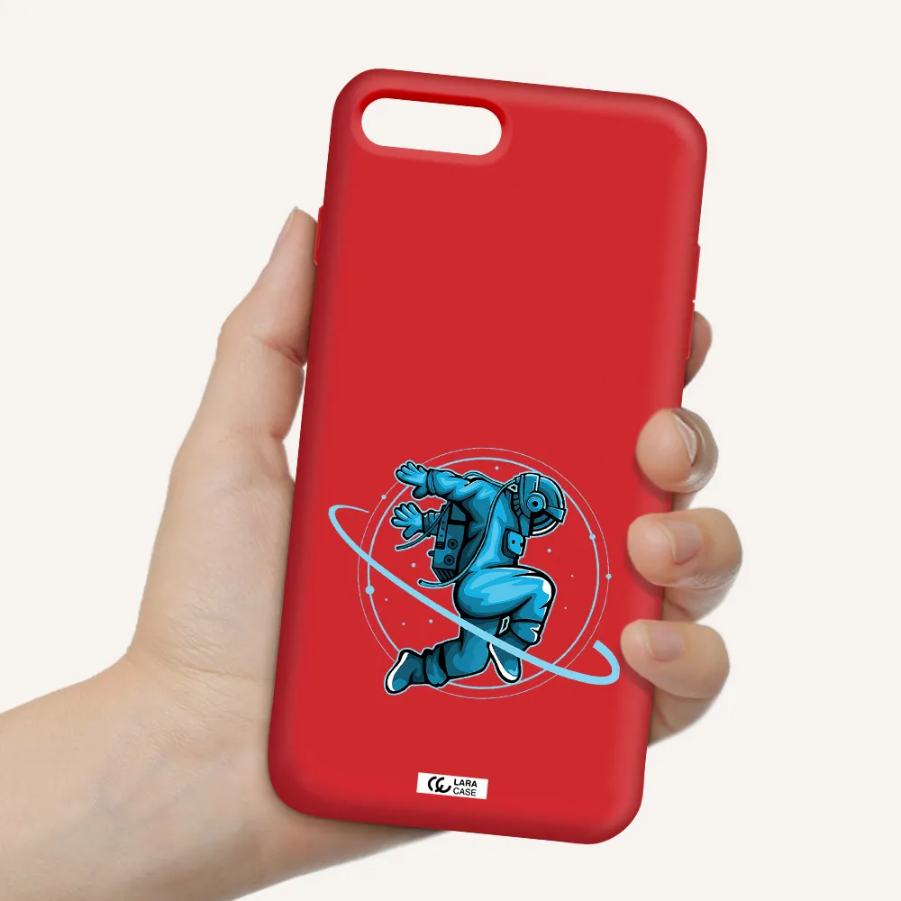 a cartoon of a man skating Apple iPhone 8 plus Silicone Imperial Red Case