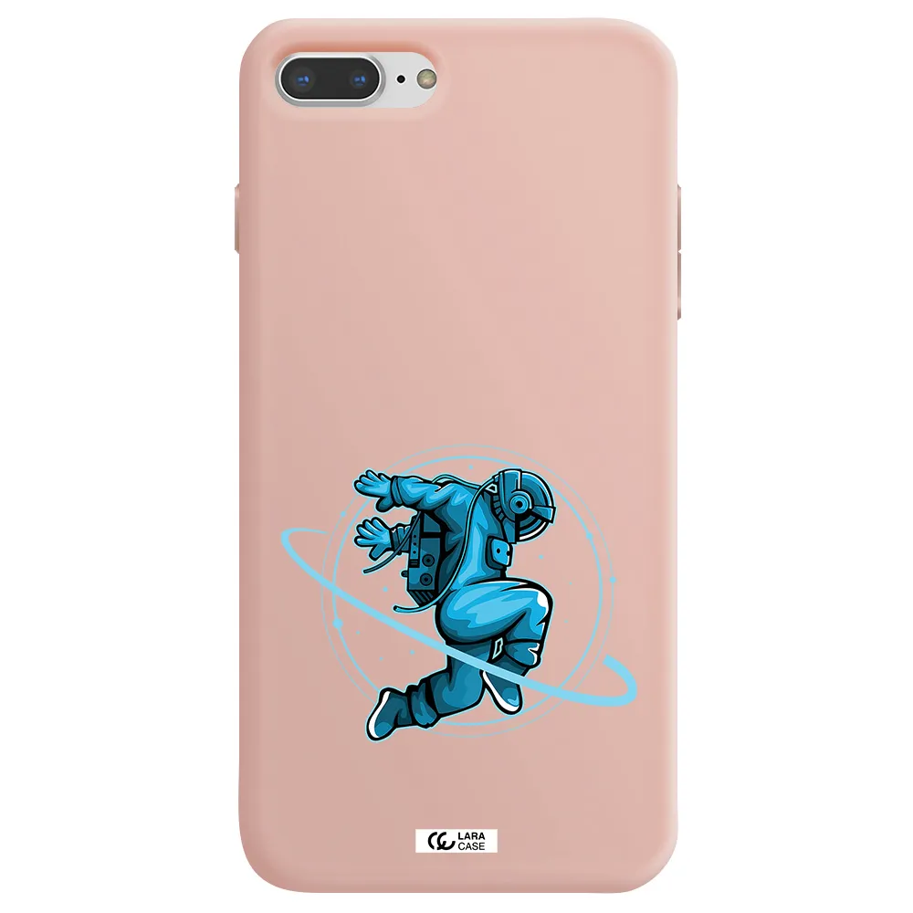 a cartoon of a man skating Apple iPhone 8 plus Silicone pastel pink Case