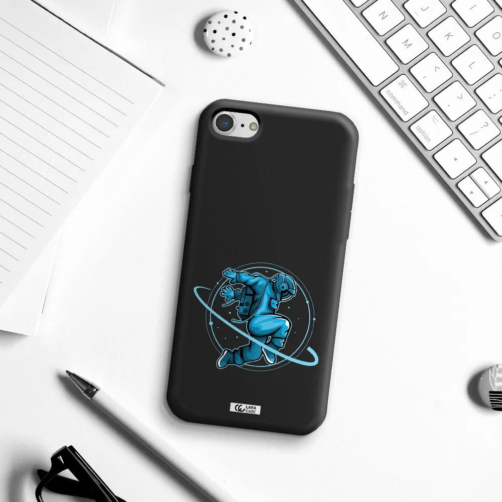 a cartoon of a man skating Apple iPhone 8 Silicone black Case
