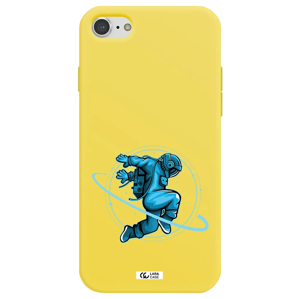 a cartoon of a man skating Apple iPhone 8 Silicone canary yellow Case