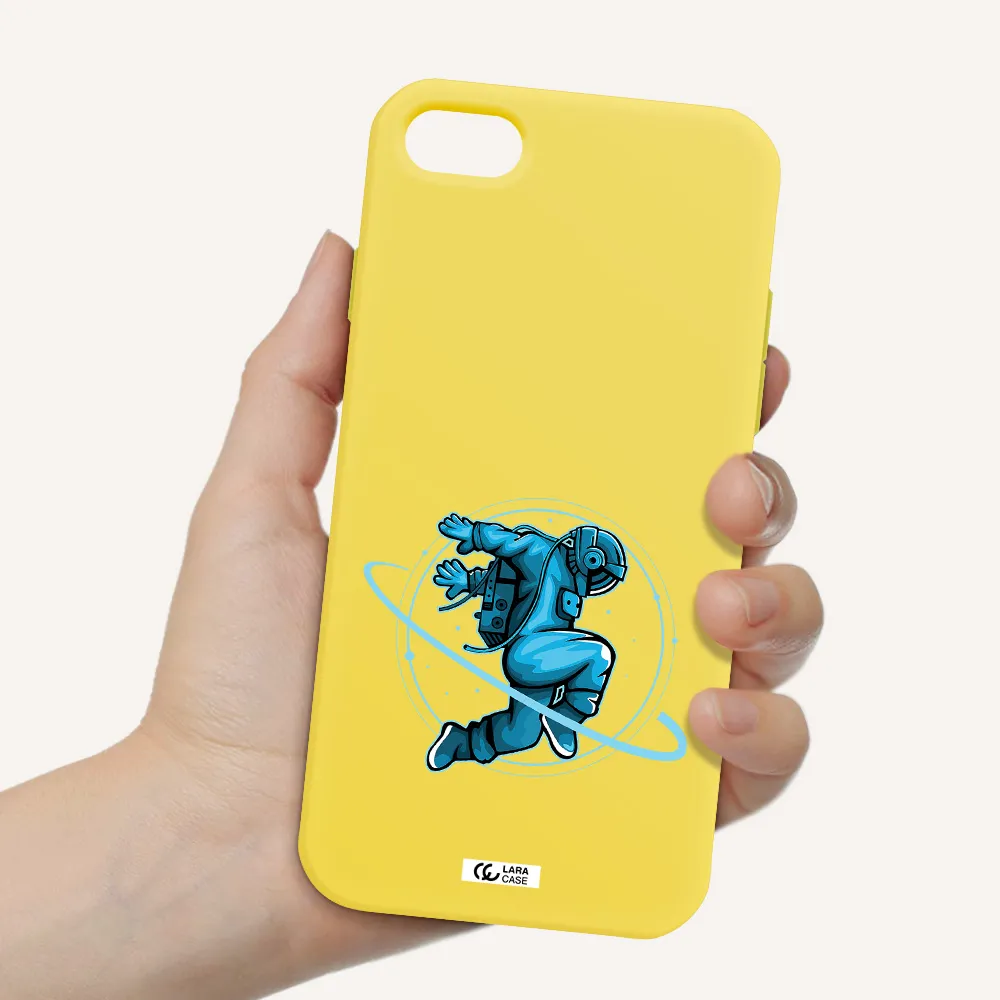 a cartoon of a man skating Apple iPhone 8 Silicone canary yellow Case