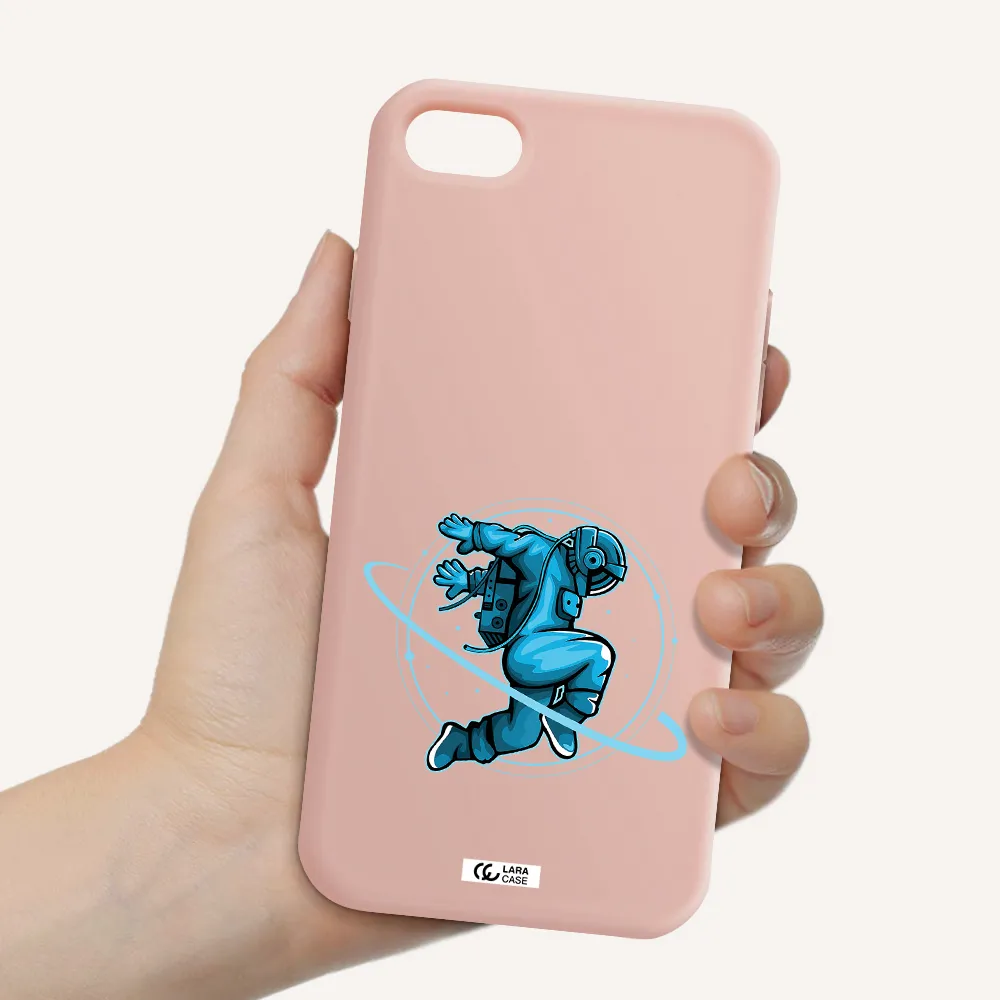 a cartoon of a man skating Apple iPhone 8 Silicone pastel pink Case