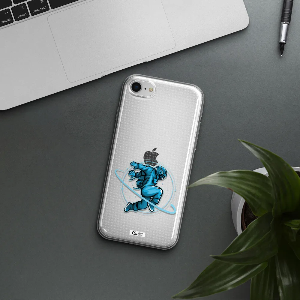 A Cartoon Of A Man Skating Apple Iphone Se 2020 Clear Tpu Case