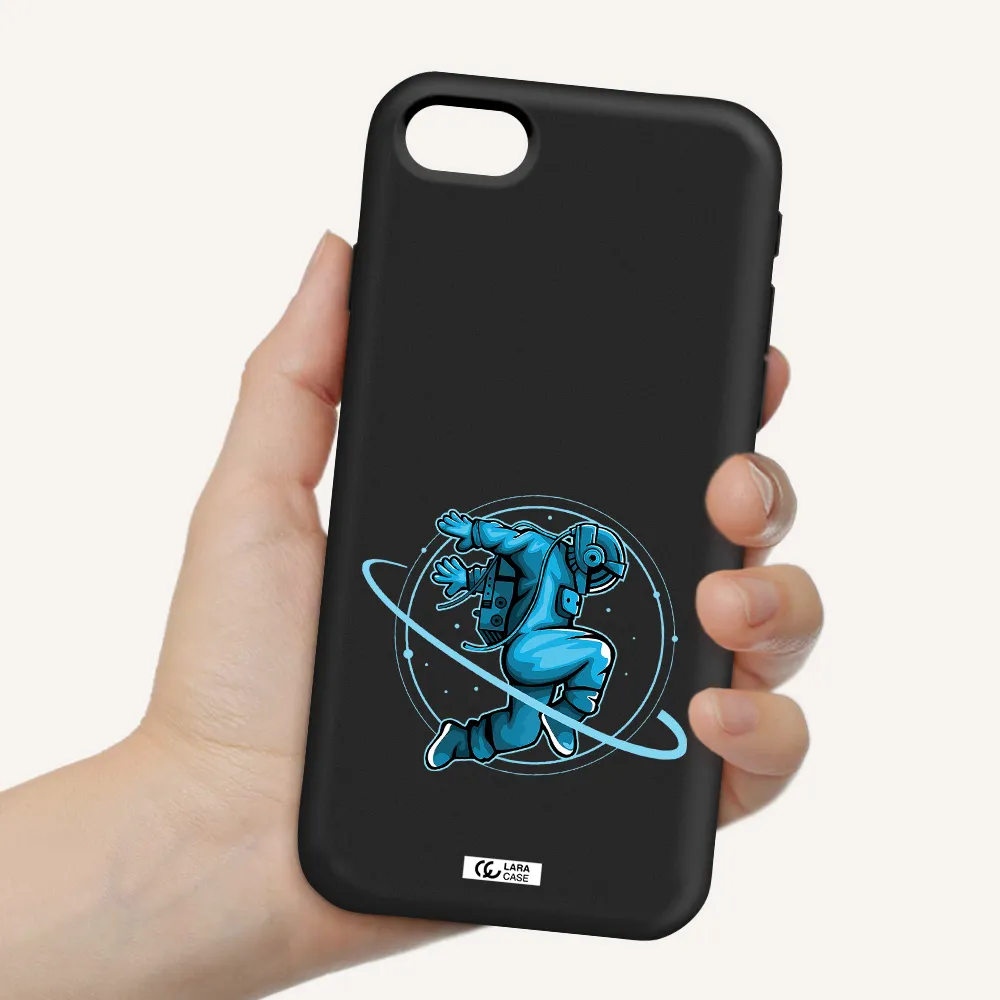 a cartoon of a man skating Apple iPhone se 2020 Silicone black Case