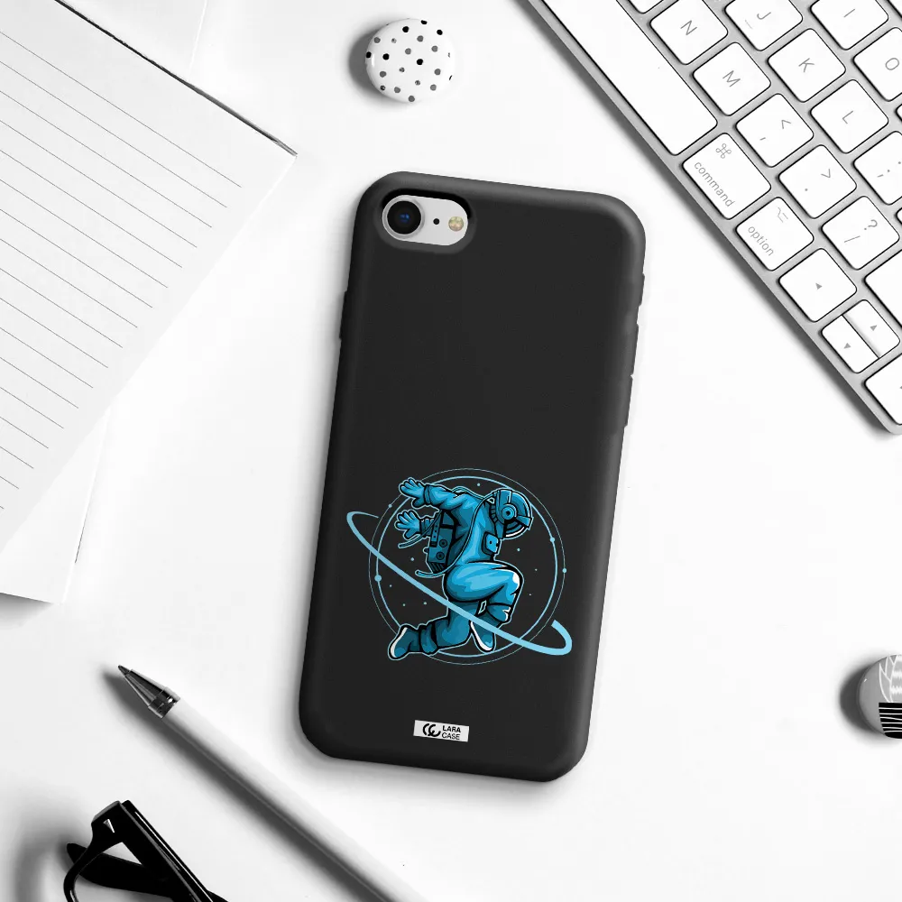 a cartoon of a man skating Apple iPhone se 2020 Silicone black Case