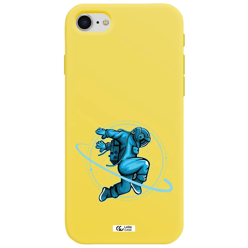 a cartoon of a man skating Apple iPhone se 2020 Silicone canary yellow Case
