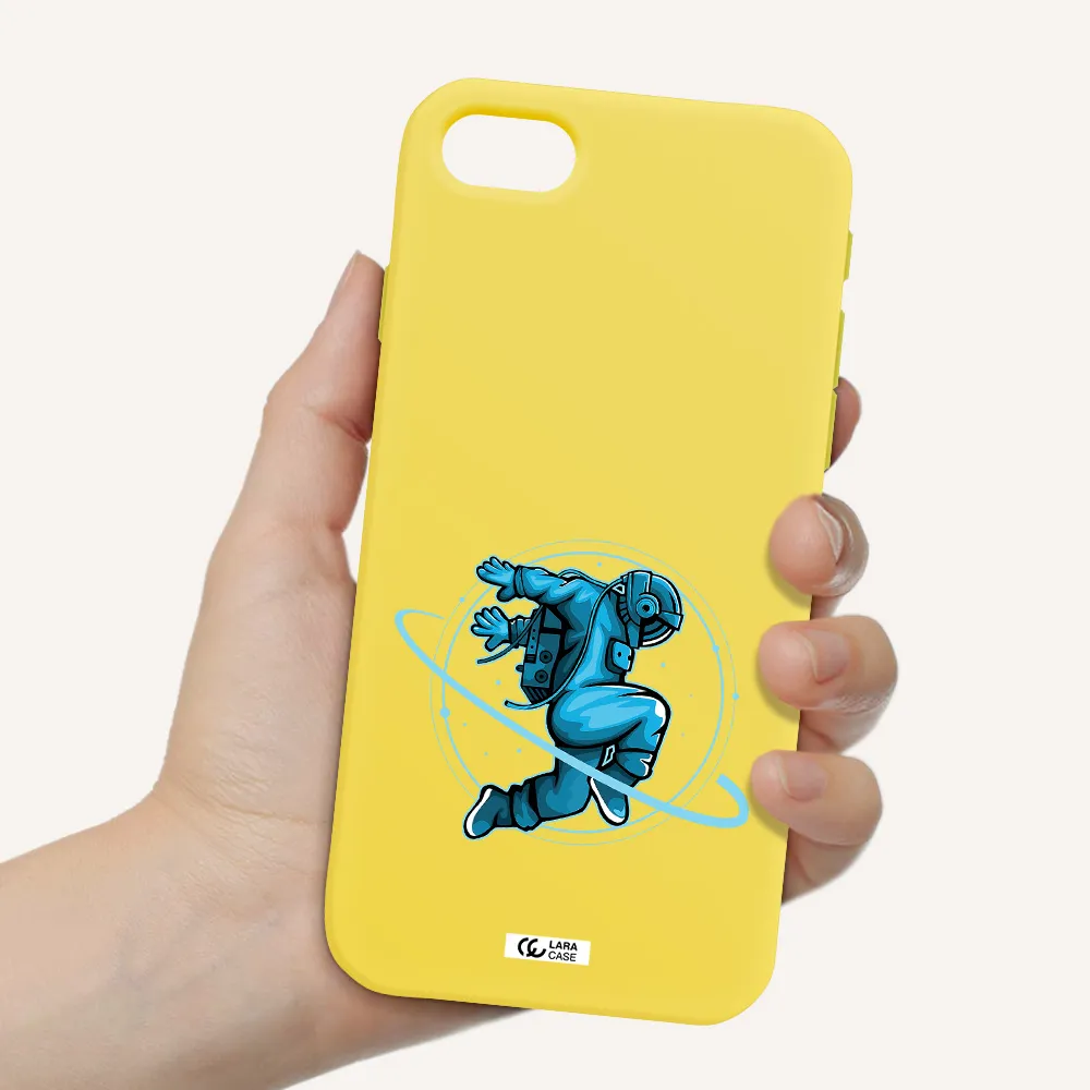 a cartoon of a man skating Apple iPhone se 2020 Silicone canary yellow Case