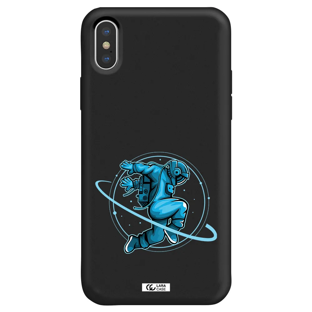 a cartoon of a man skating Apple iPhone X Silicone black Case