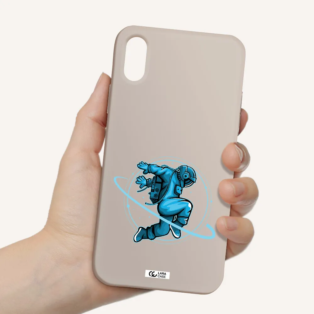 a cartoon of a man skating Apple iPhone X Silicone Stone Case