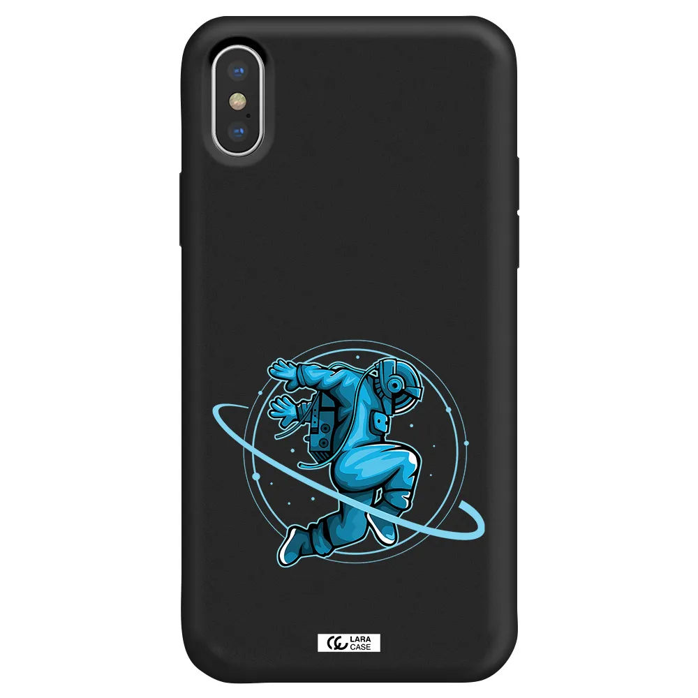 a cartoon of a man skating Apple iPhone XS Silicone black Case
