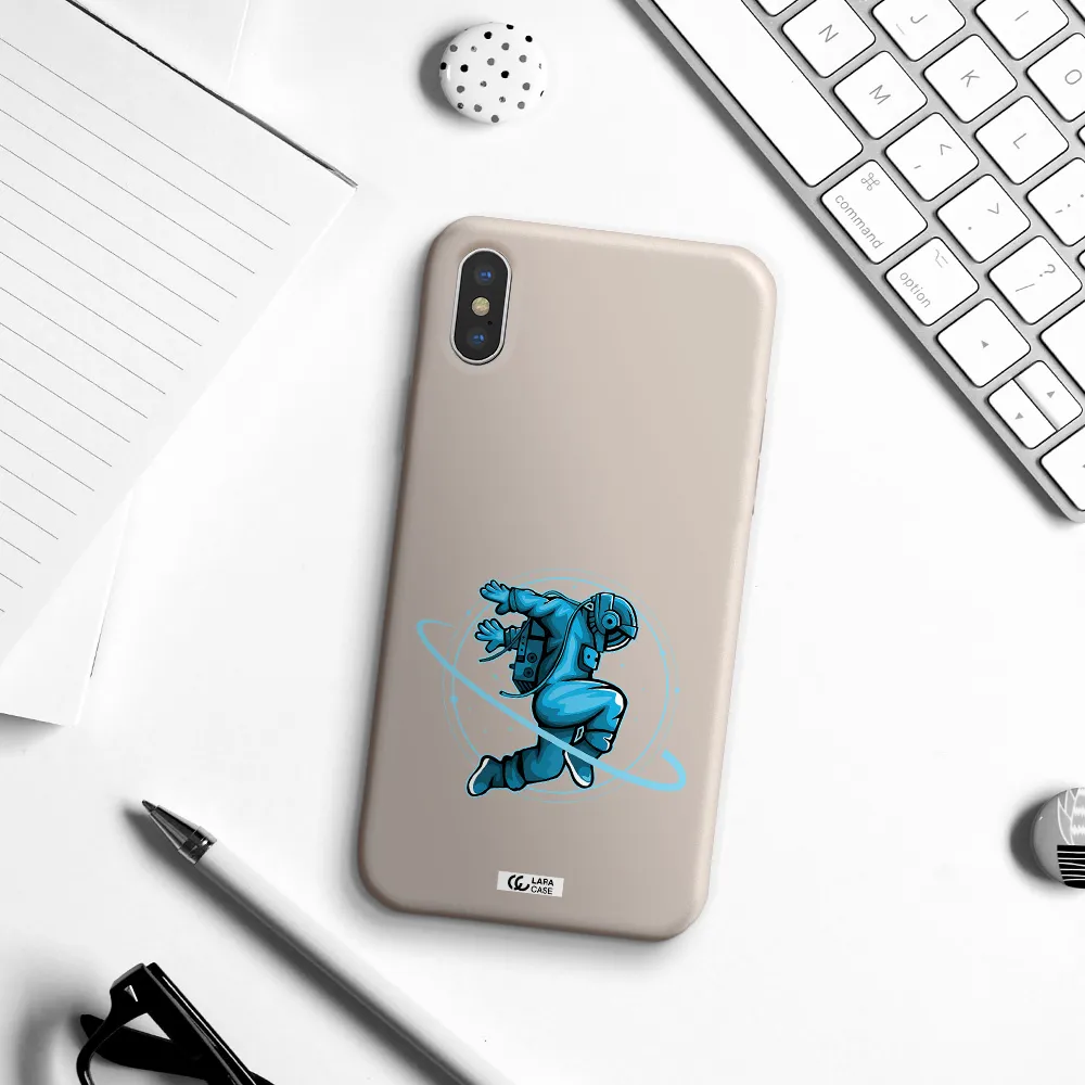 a cartoon of a man skating Apple iPhone XS Silicone Stone Case