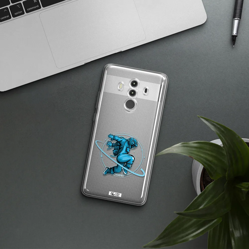 a cartoon of a man skating Huawei Mate 10 Clear TPU Case