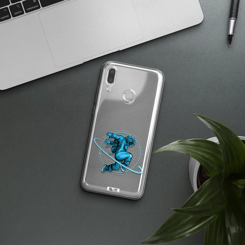 a cartoon of a man skating Huawei P Smart 2019 Clear TPU Case