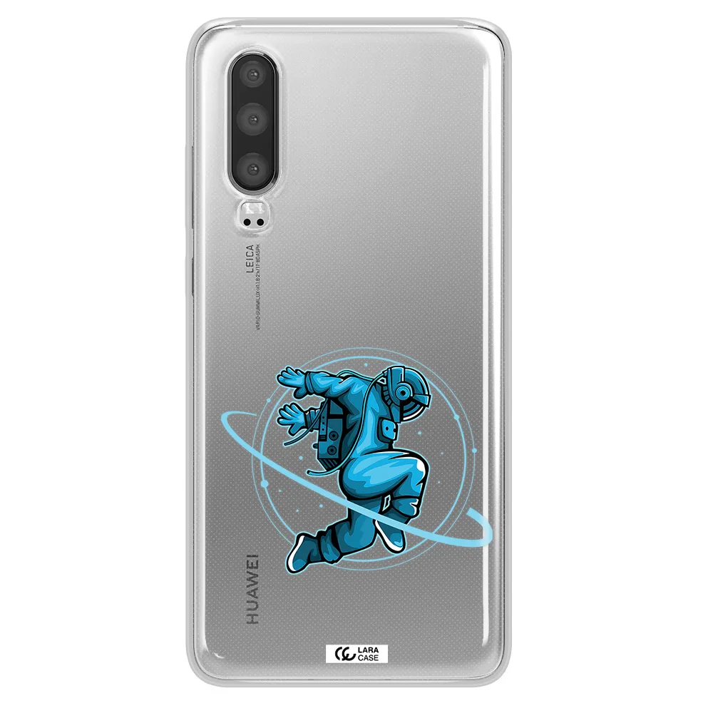 a cartoon of a man skating Huawei P30 Clear TPU Case