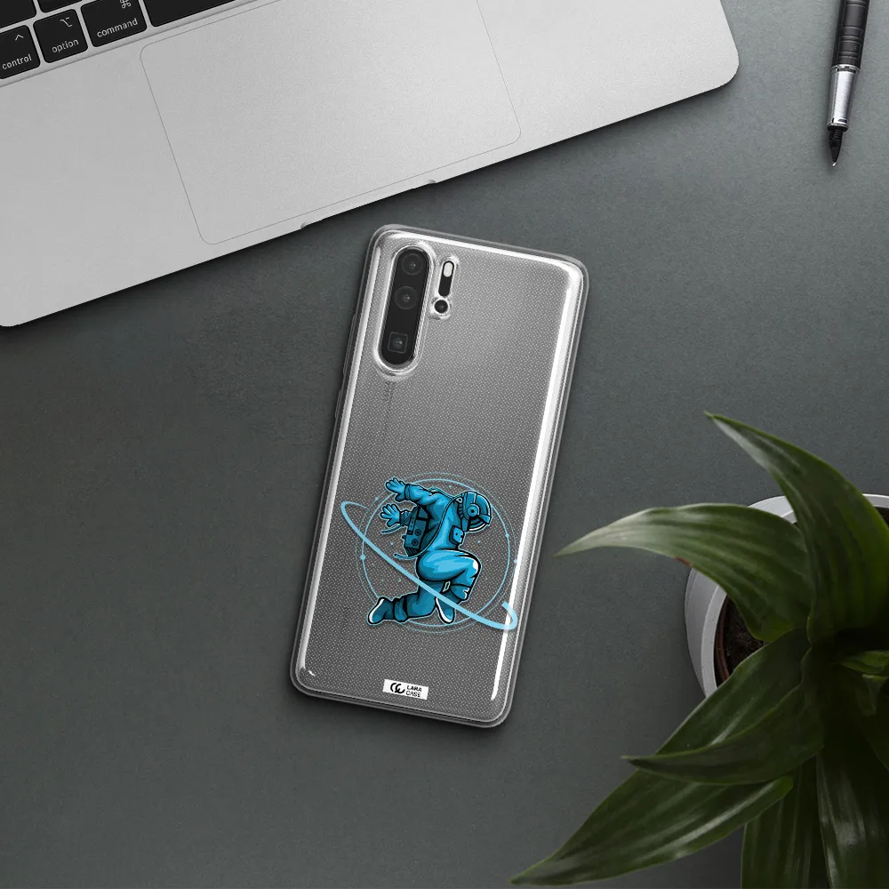 a cartoon of a man skating Huawei P30 Pro Clear TPU Case