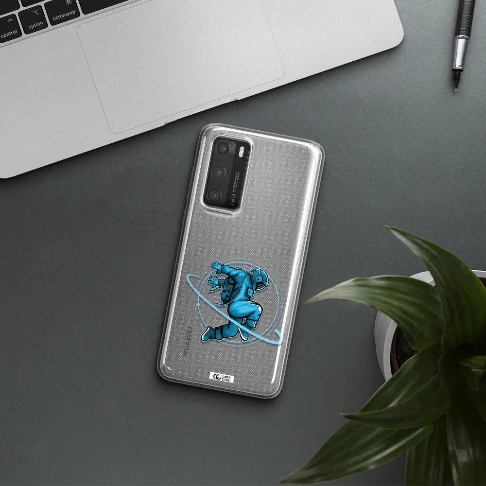 a cartoon of a man skating Huawei P40 Clear TPU Case
