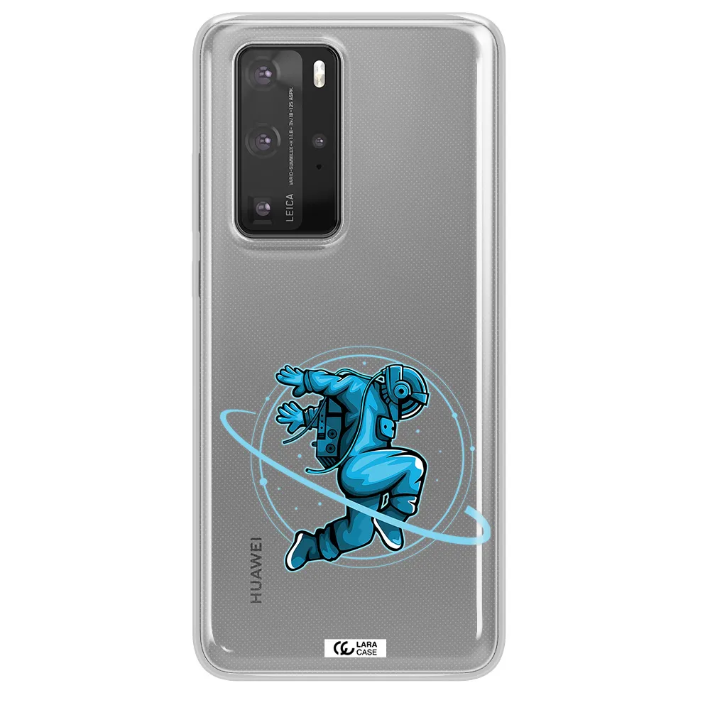a cartoon of a man skating Huawei P40 Pro Clear TPU Case