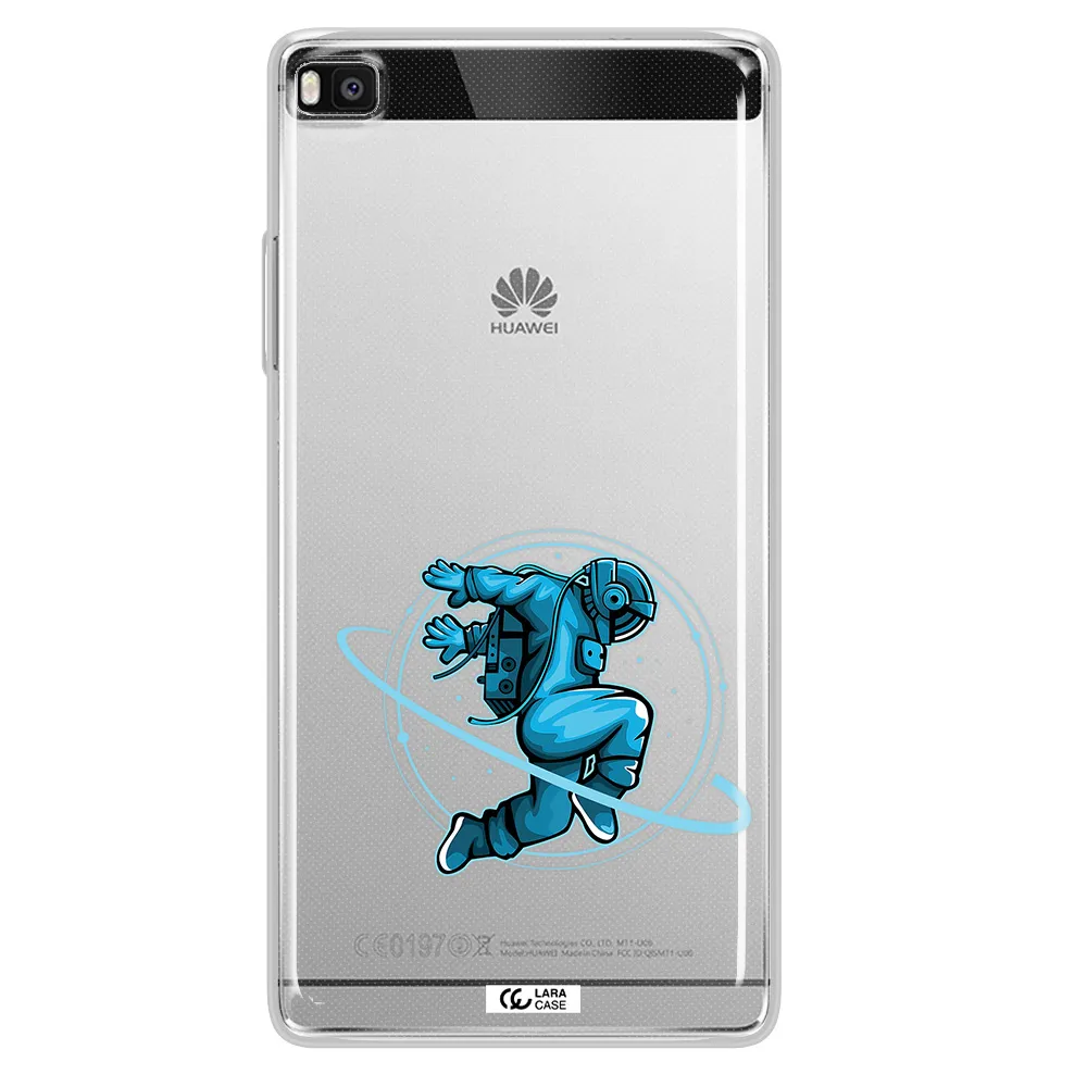 a cartoon of a man skating Huawei P8 Clear TPU Case