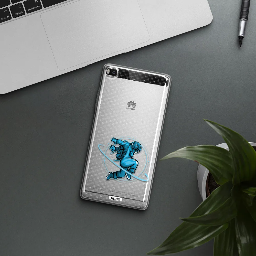 a cartoon of a man skating Huawei P8 Clear TPU Case