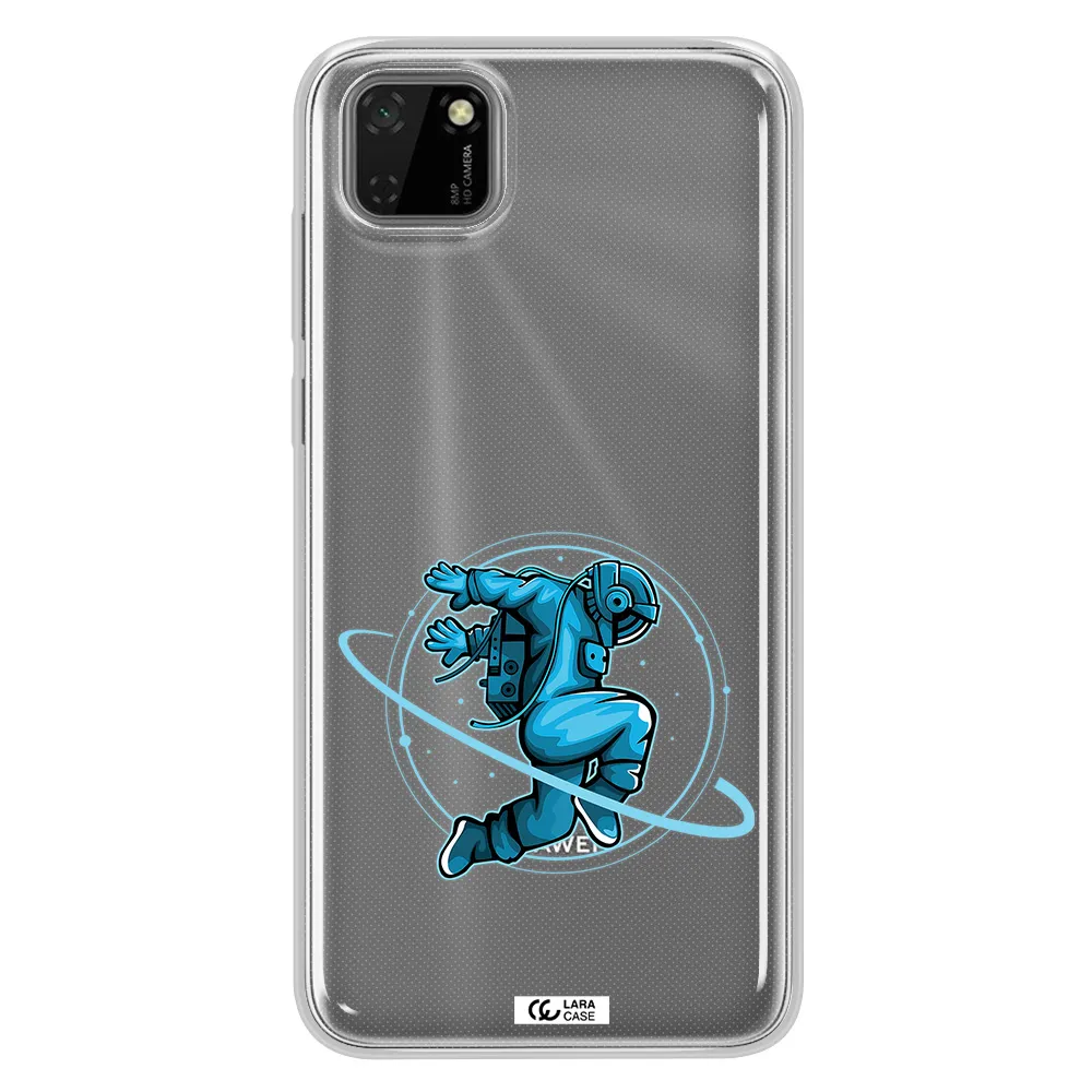 a cartoon of a man skating Huawei Y5P Clear TPU Case