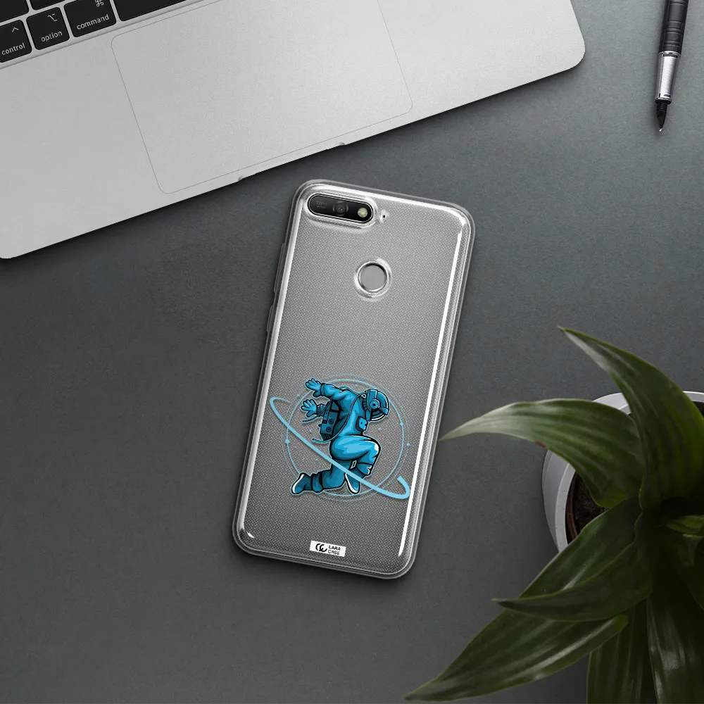 a cartoon of a man skating Huawei Y6 Prime 2018 Clear TPU Case