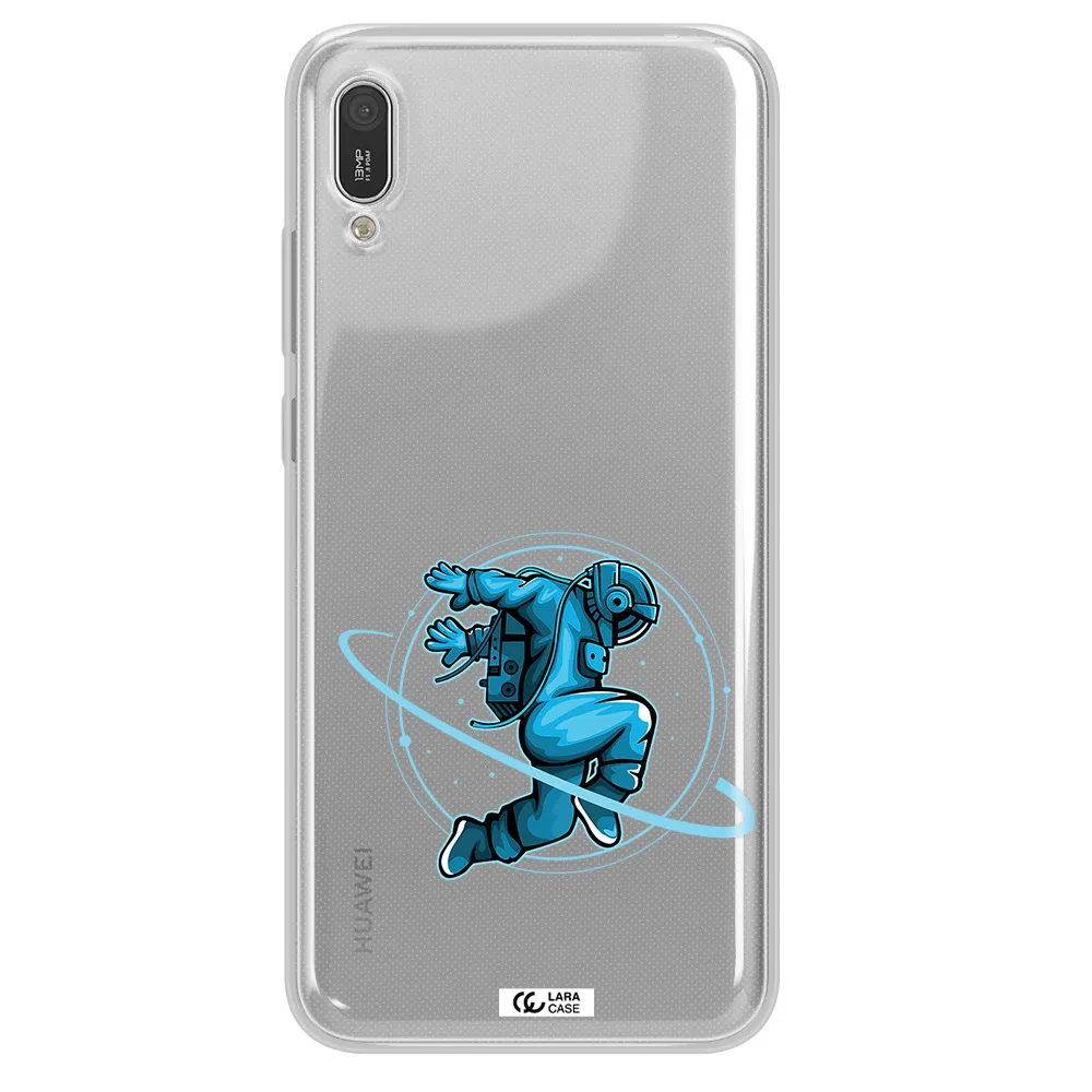 a cartoon of a man skating Huawei Y6 Pro 2019 Clear TPU Case