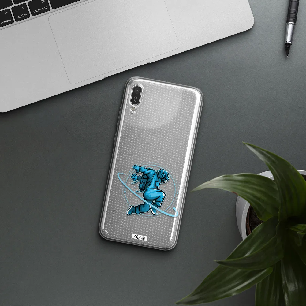 a cartoon of a man skating Huawei Y6 Pro 2019 Clear TPU Case