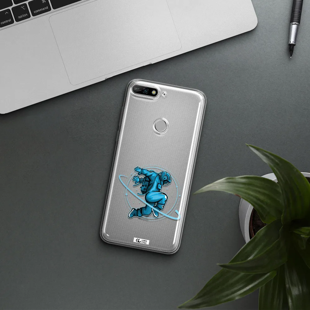 a cartoon of a man skating Huawei Y7 2018 Clear TPU Case