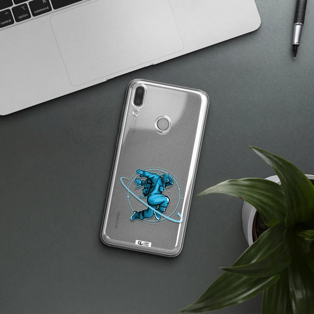 a cartoon of a man skating Huawei Y9 2019 Clear TPU Case