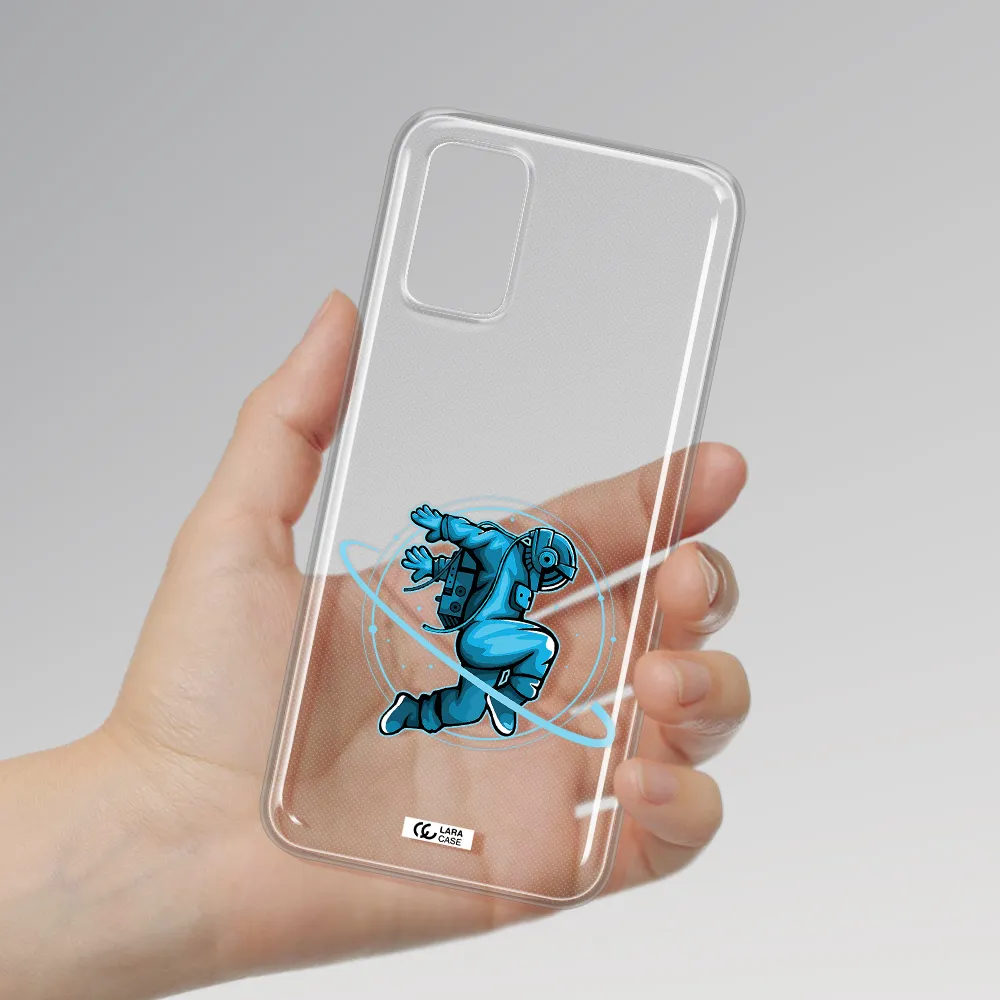 a cartoon of a man skating Samsung A03S Clear TPU Case