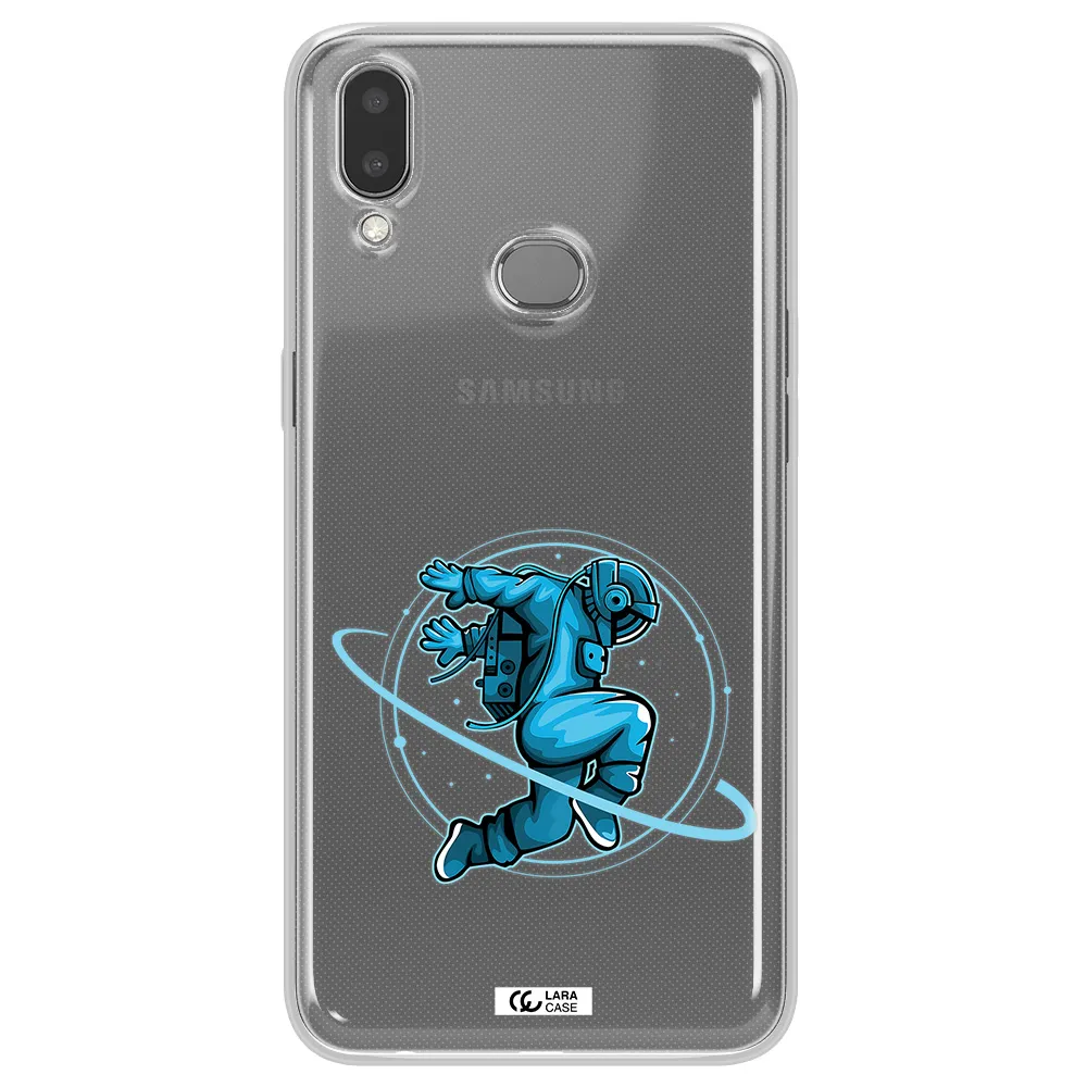 a cartoon of a man skating Samsung A10S Clear TPU Case