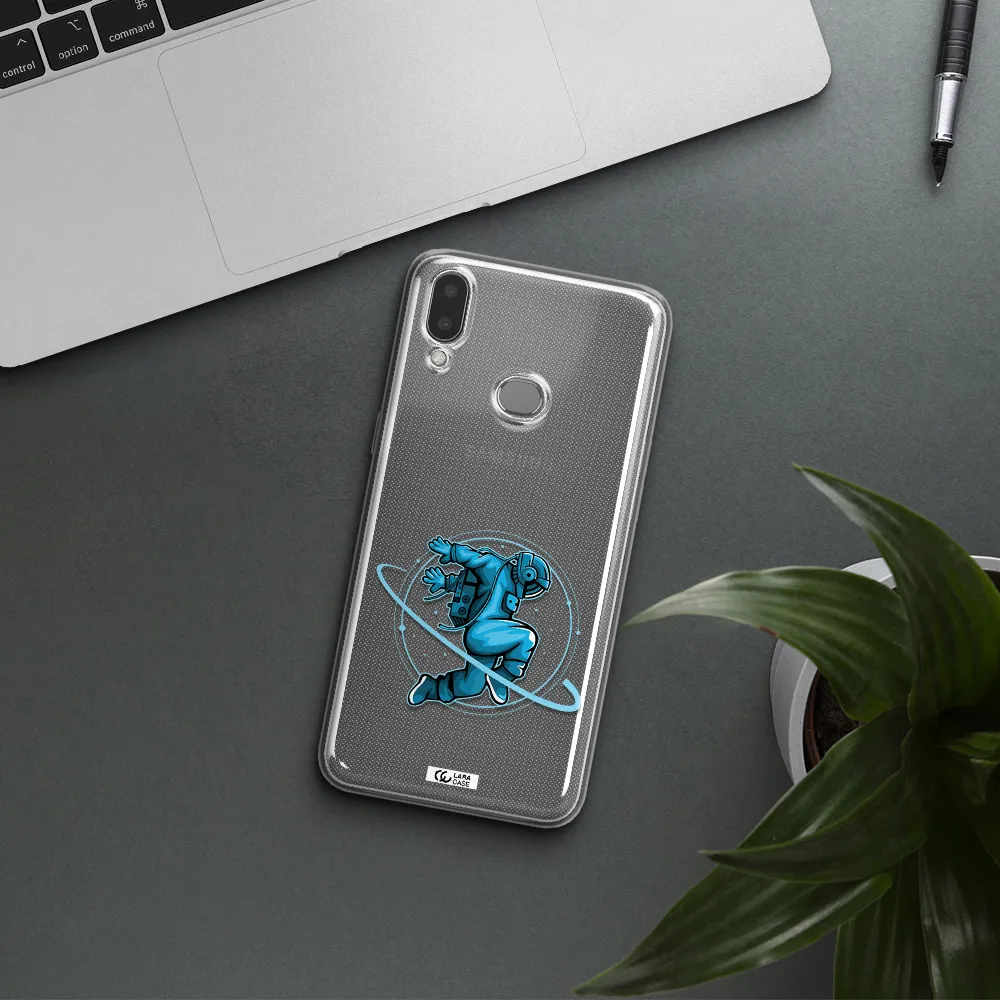 a cartoon of a man skating Samsung A10S Clear TPU Case