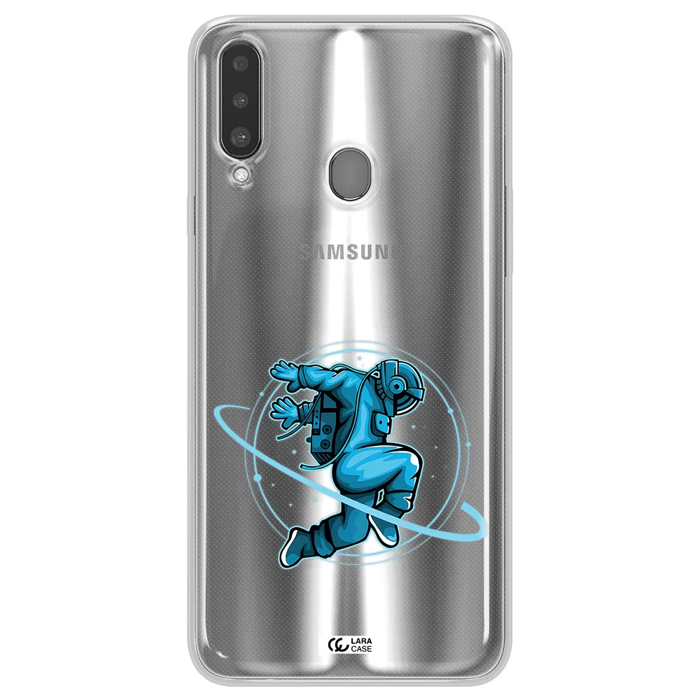 a cartoon of a man skating Samsung A20S Clear TPU Case
