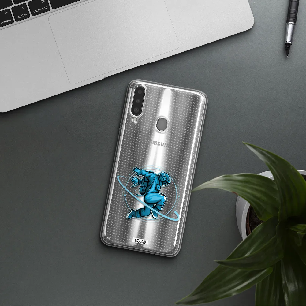 a cartoon of a man skating Samsung A20S Clear TPU Case