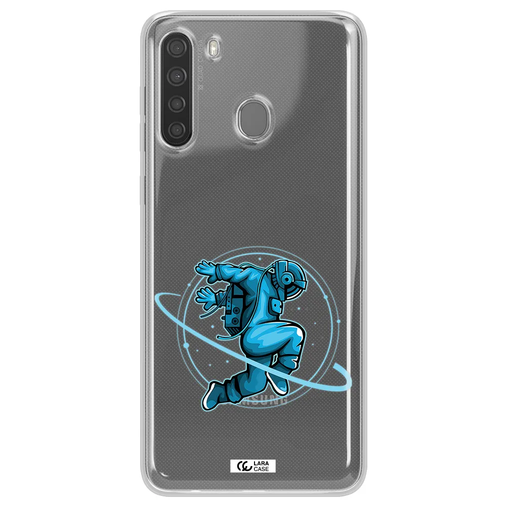 a cartoon of a man skating Samsung A21 Clear TPU Case