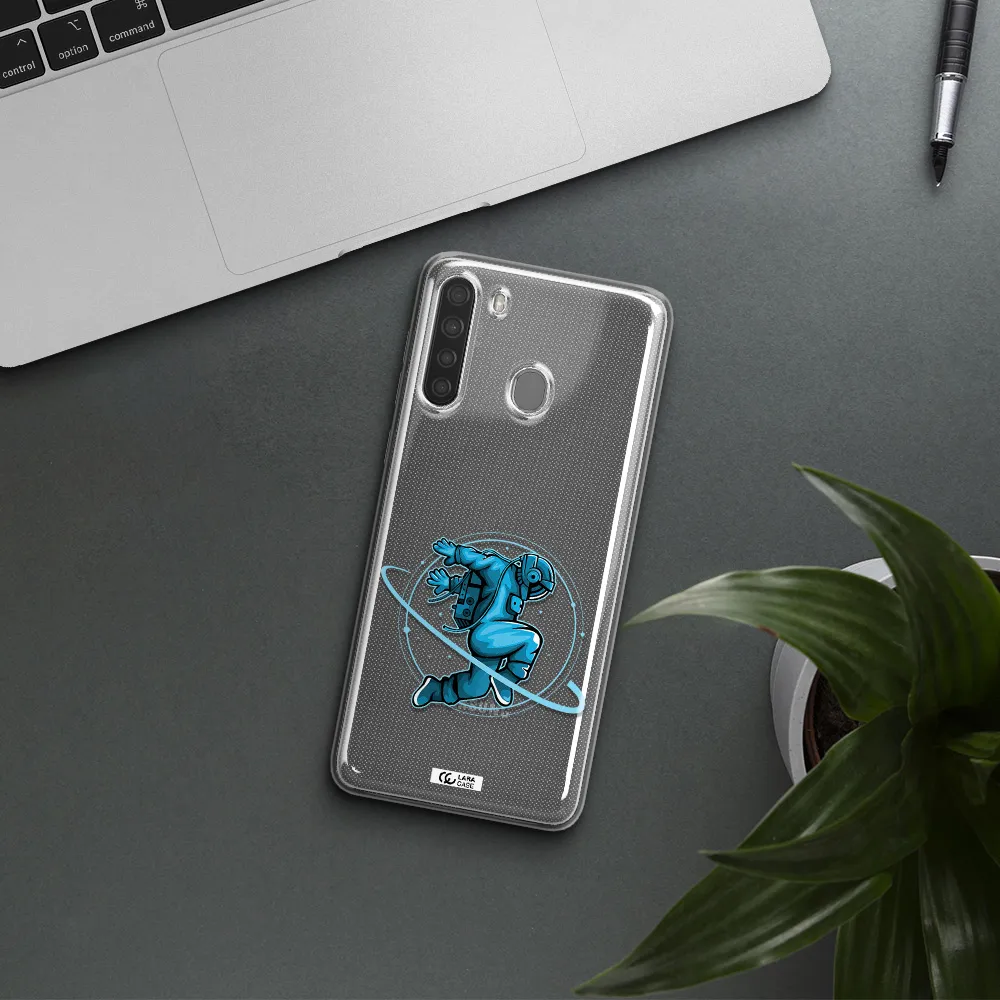 a cartoon of a man skating Samsung A21 Clear TPU Case