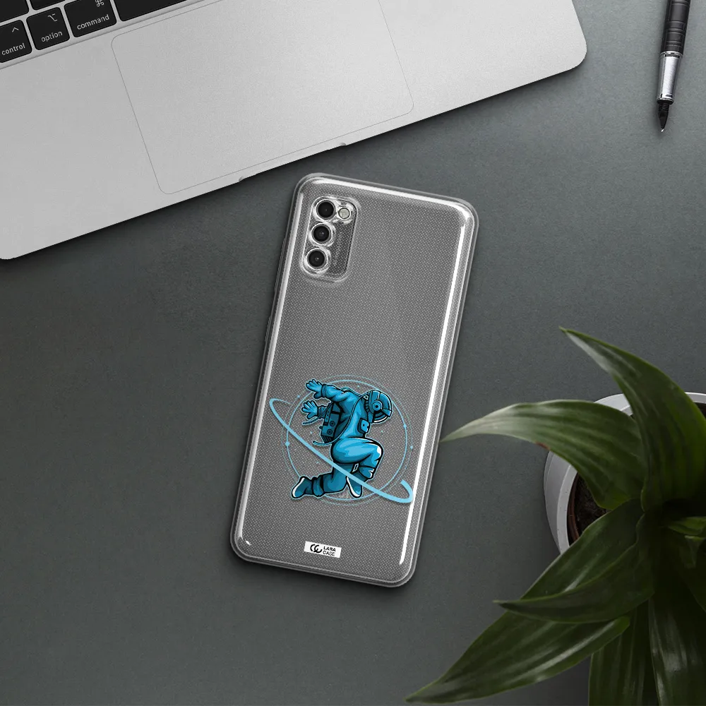 A Cartoon Of A Man Skating Samsung A41 Clear Tpu Case