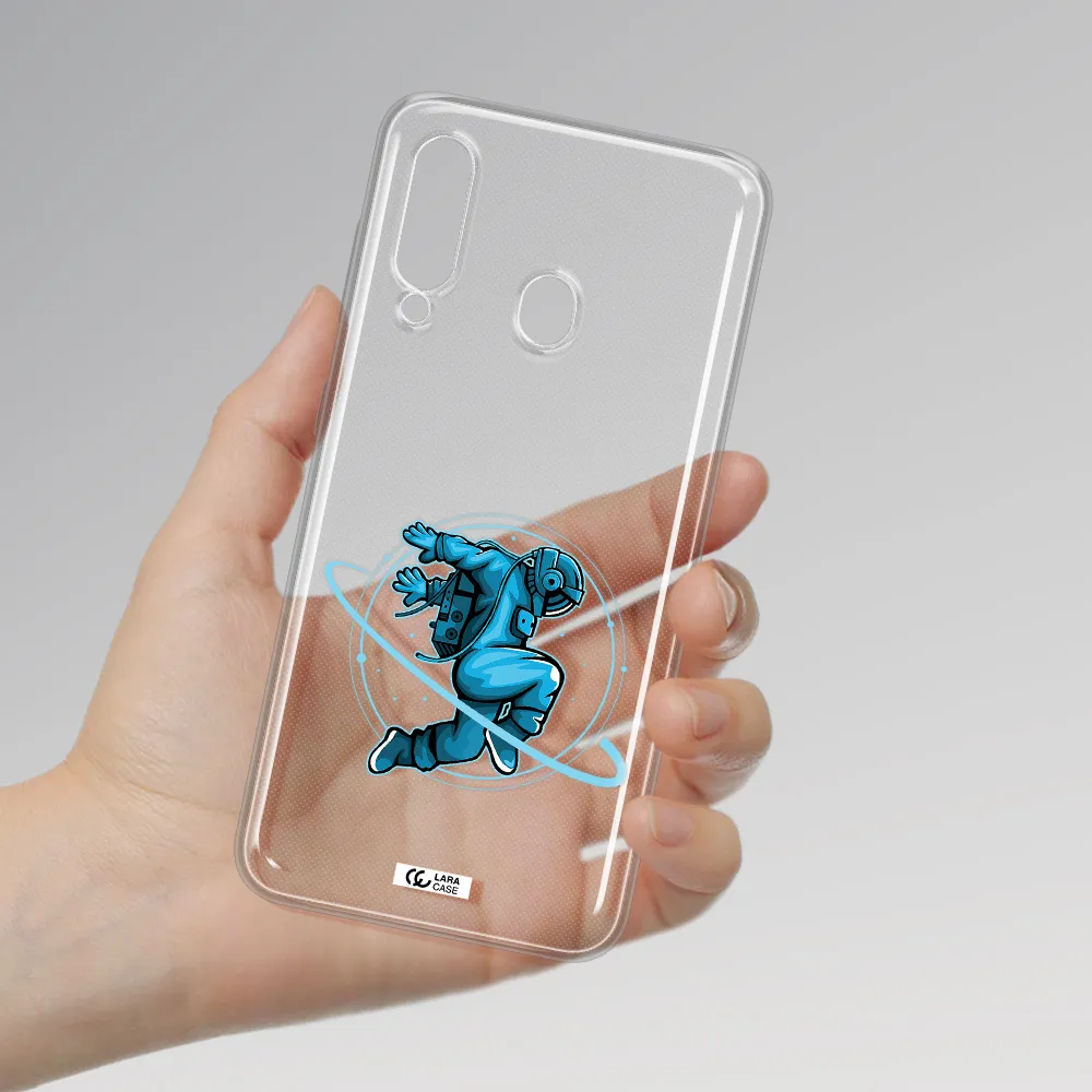 a cartoon of a man skating Samsung A60 Clear TPU Case